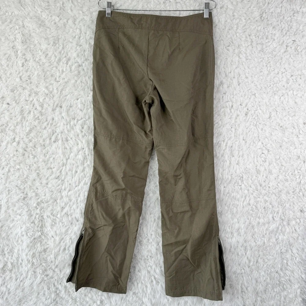Chazzz Juniors Size 7 Olive Green Nylon Cargo Pants Outdoor Y2K VTG‎ Zip Sides